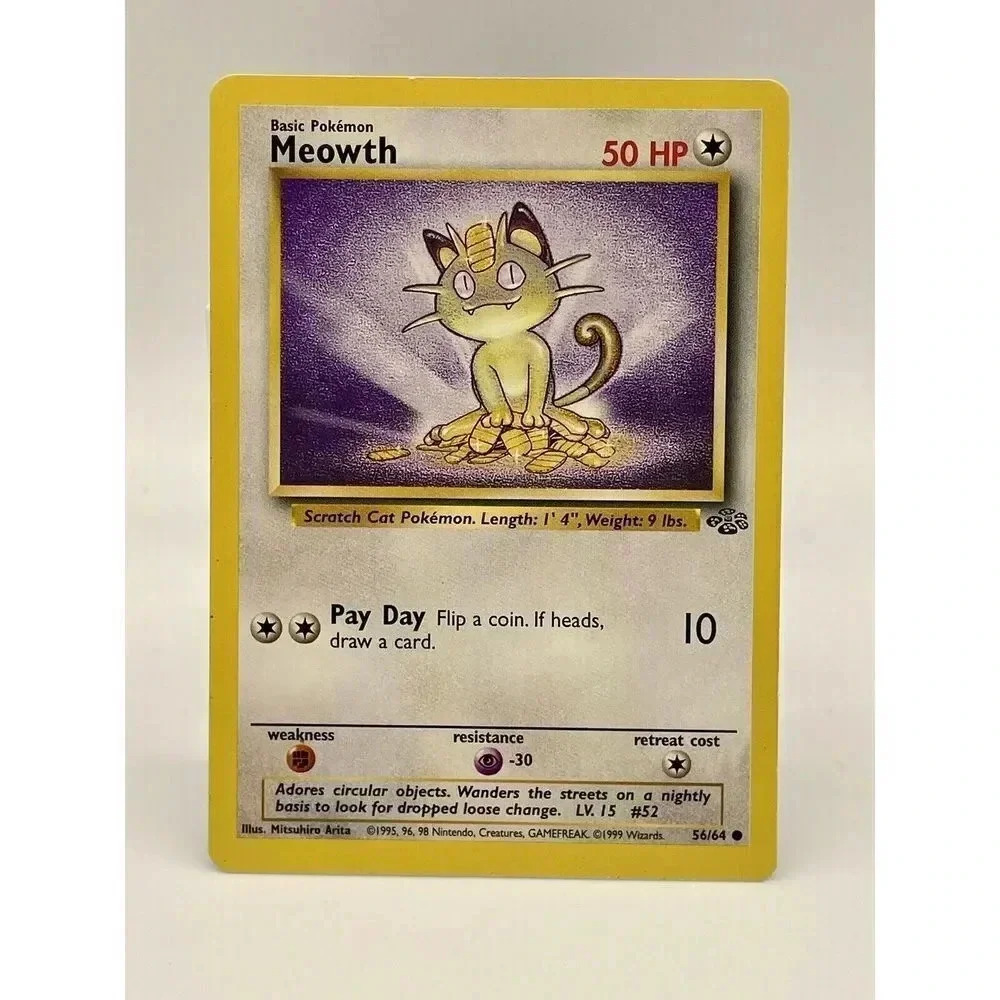 Meowth Jungle Set Non Holo‎ Common 56/64 Pokemon Vintage 1999 WOTC LP